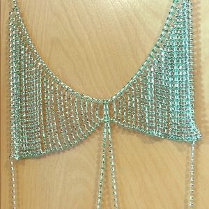 Green crystal chain wrap around bra top